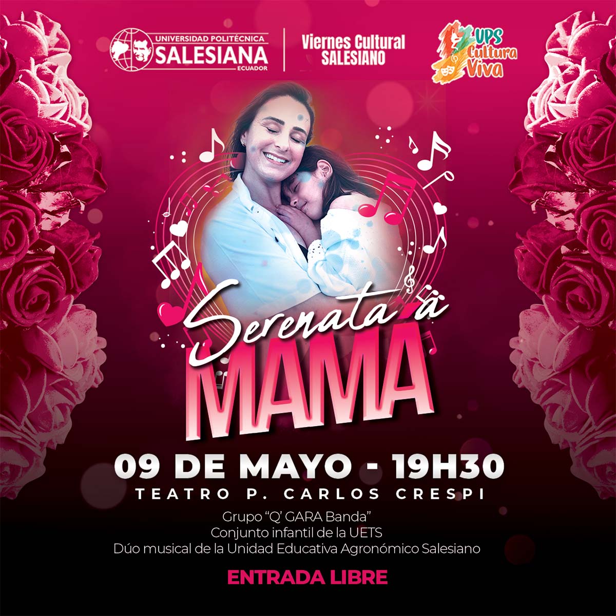 Afiche del Viernes Cultural Salesiano - Homenaje Día de la Madre “Serenata a Mamá”