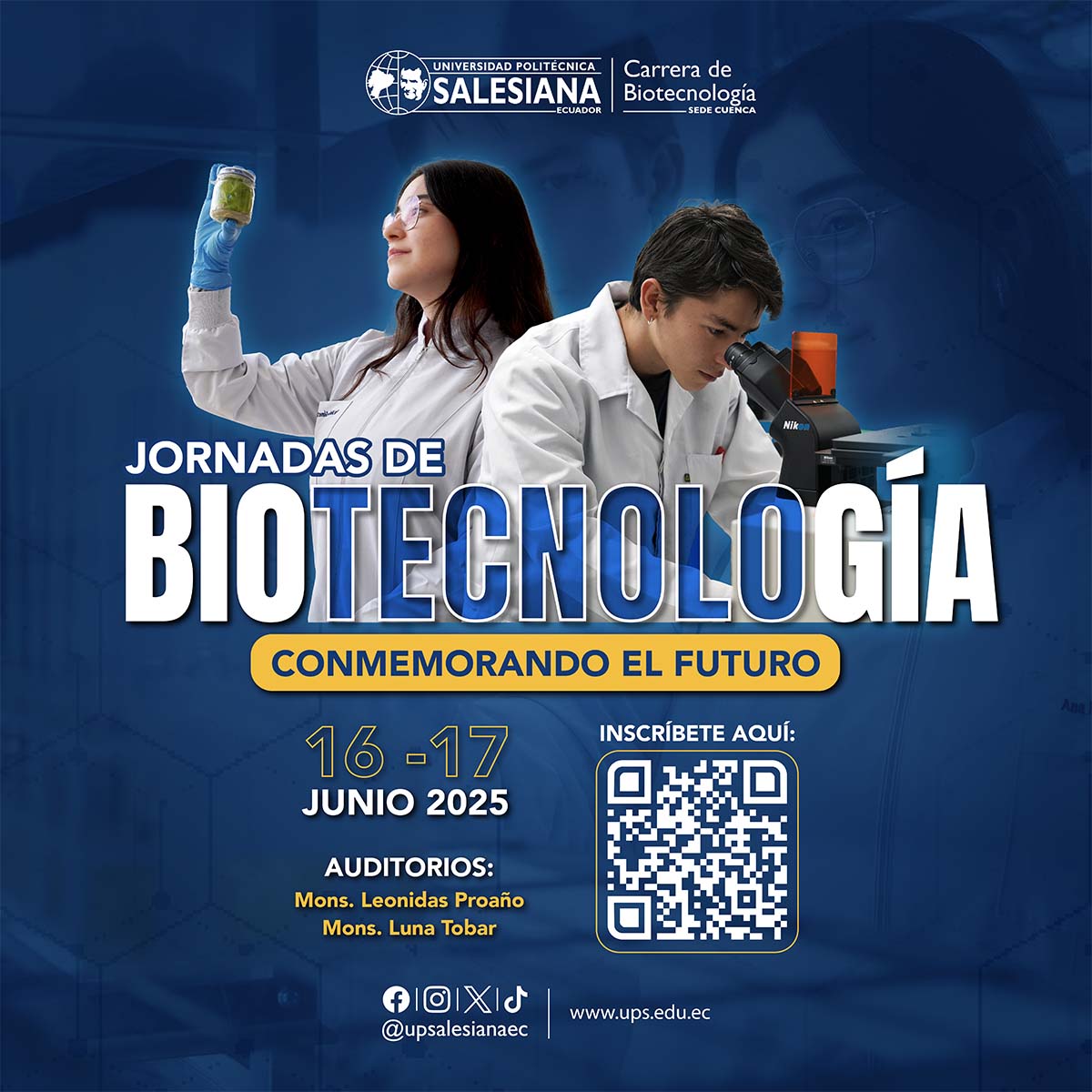 Afiche de las Jornadas de Biotecnología “Conmemorando el Futuro”