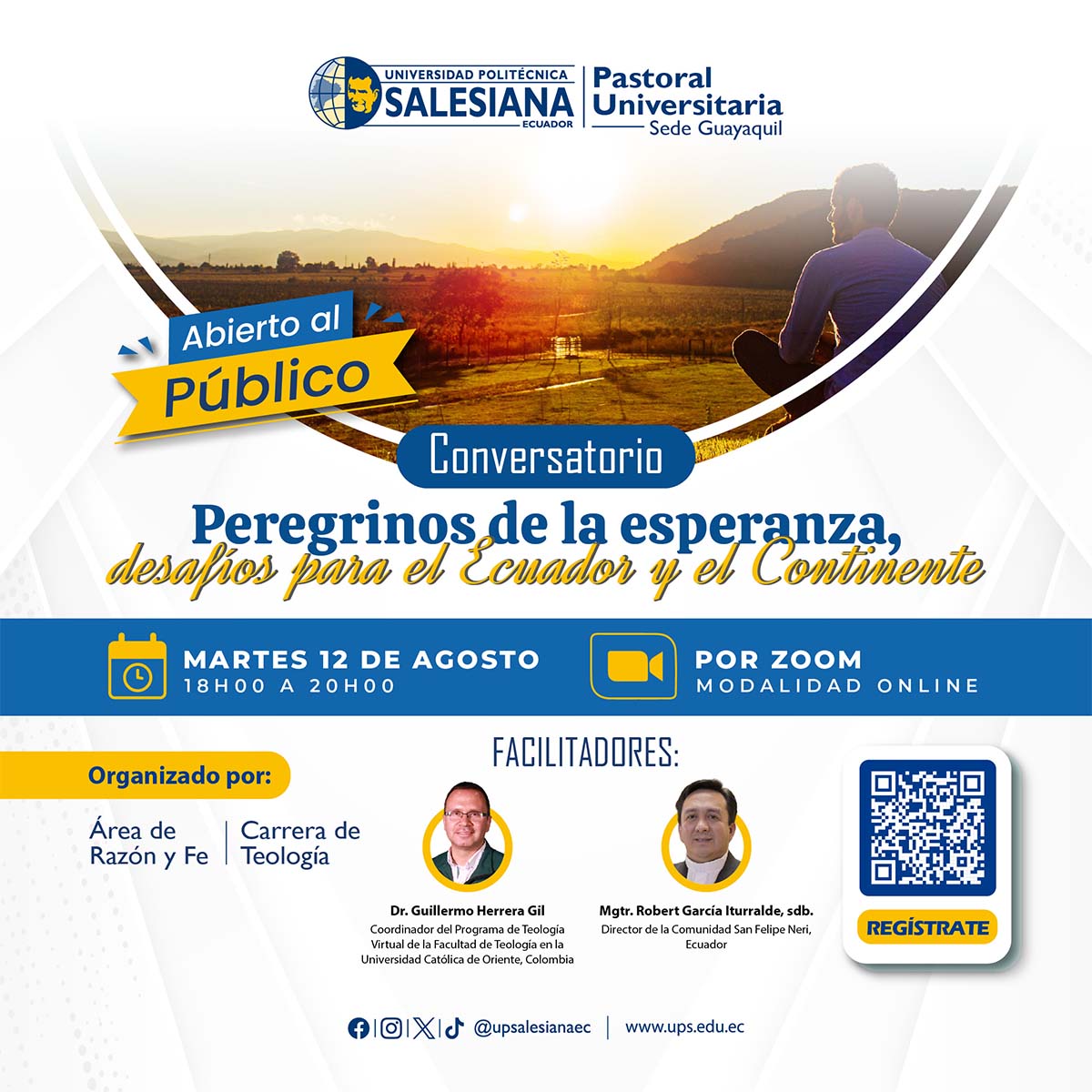 Afiche del Conversatorio: Peregrinos de la esperanza, desafíos para el Ecuador y el Continente