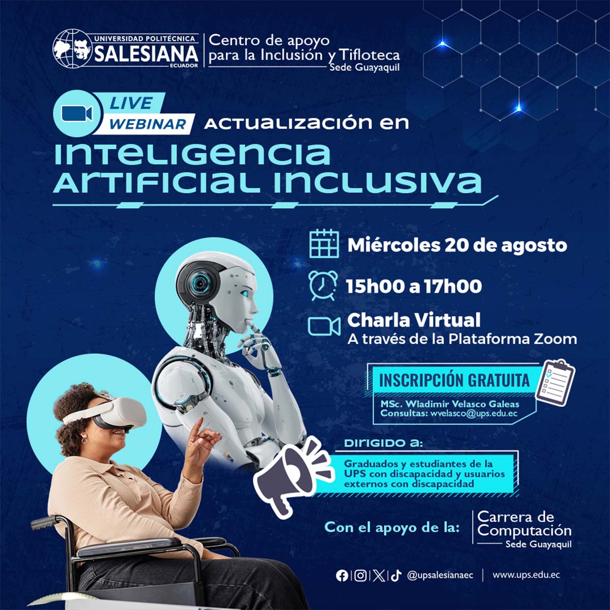 Afiche del Webinar: Actualización en Inteligencia Artificial Inclusiva 2025