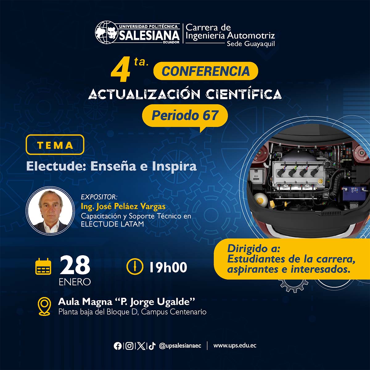 Afiche de la 4ta. conferencia de actualización científica: Electude