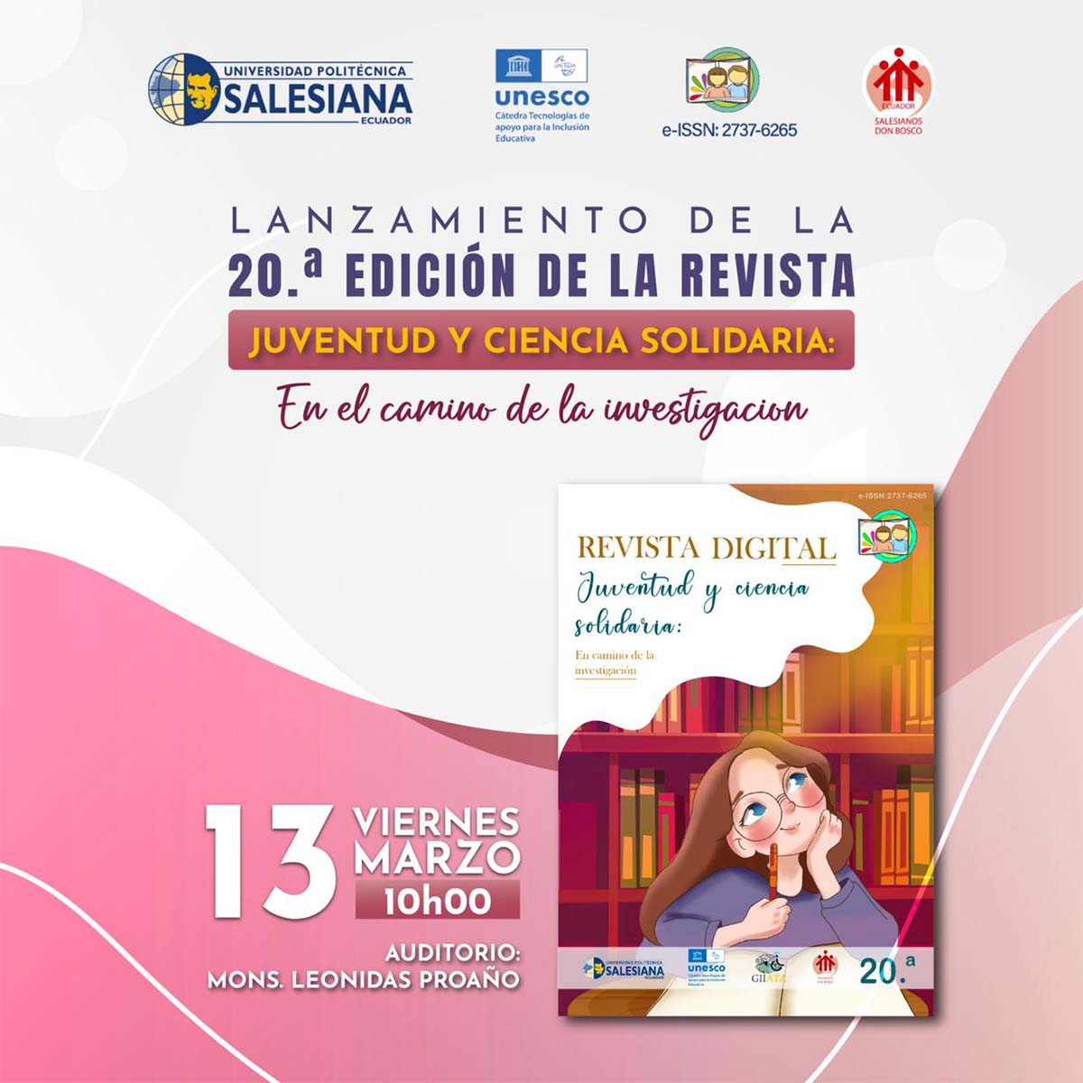 Afiche del Lanzamiento de la 20.ª edición de la revista: Juventud y Ciencia Solidaria