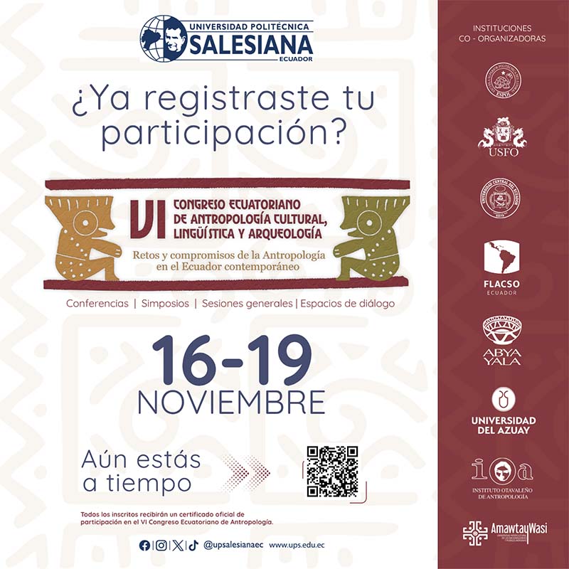 Afiche del VI Congreso Ecuatoriano de Antropología Cultural, Lingüística y Arqueología 