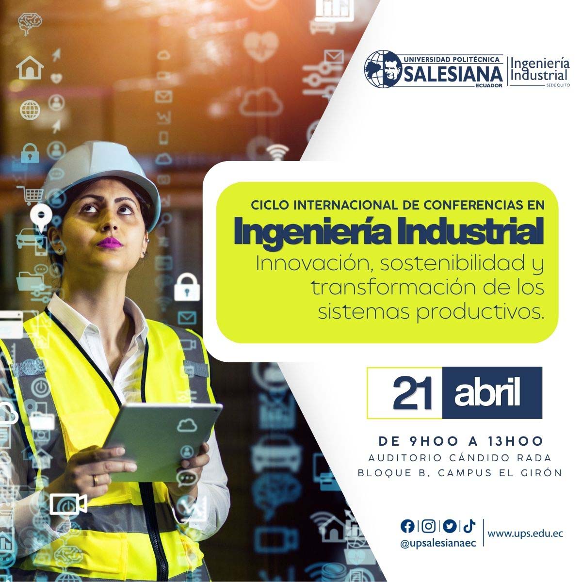 Afiche del Ciclo Internacional de Conferencias en Ingeniería Industrial