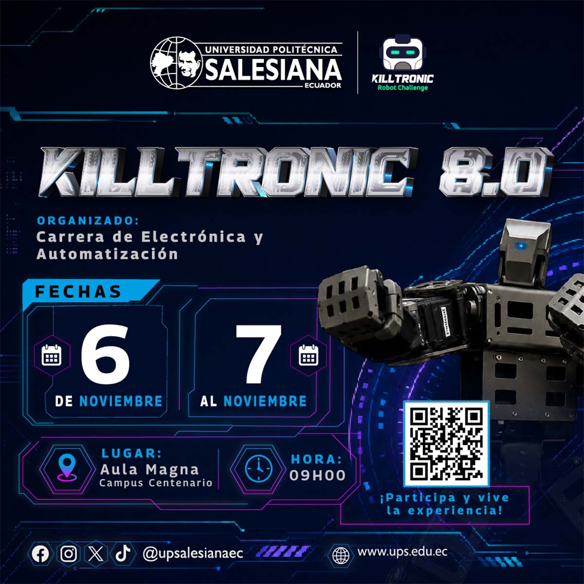 Afiche del Concurso de Robótica y Automatización Industrial Killtronic 8.0