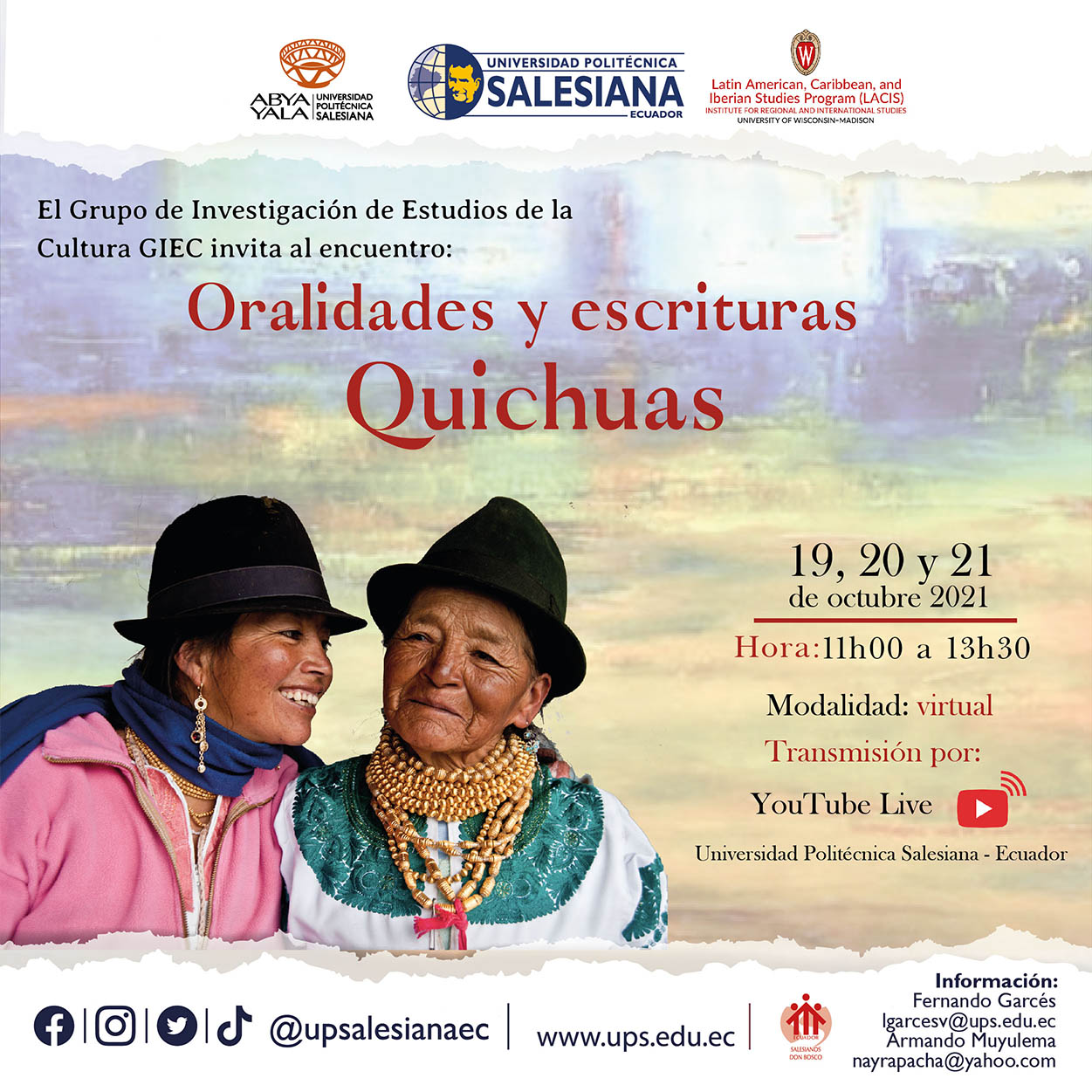 Afiche del Encuentro: Oralidades y escrituras Quichuas