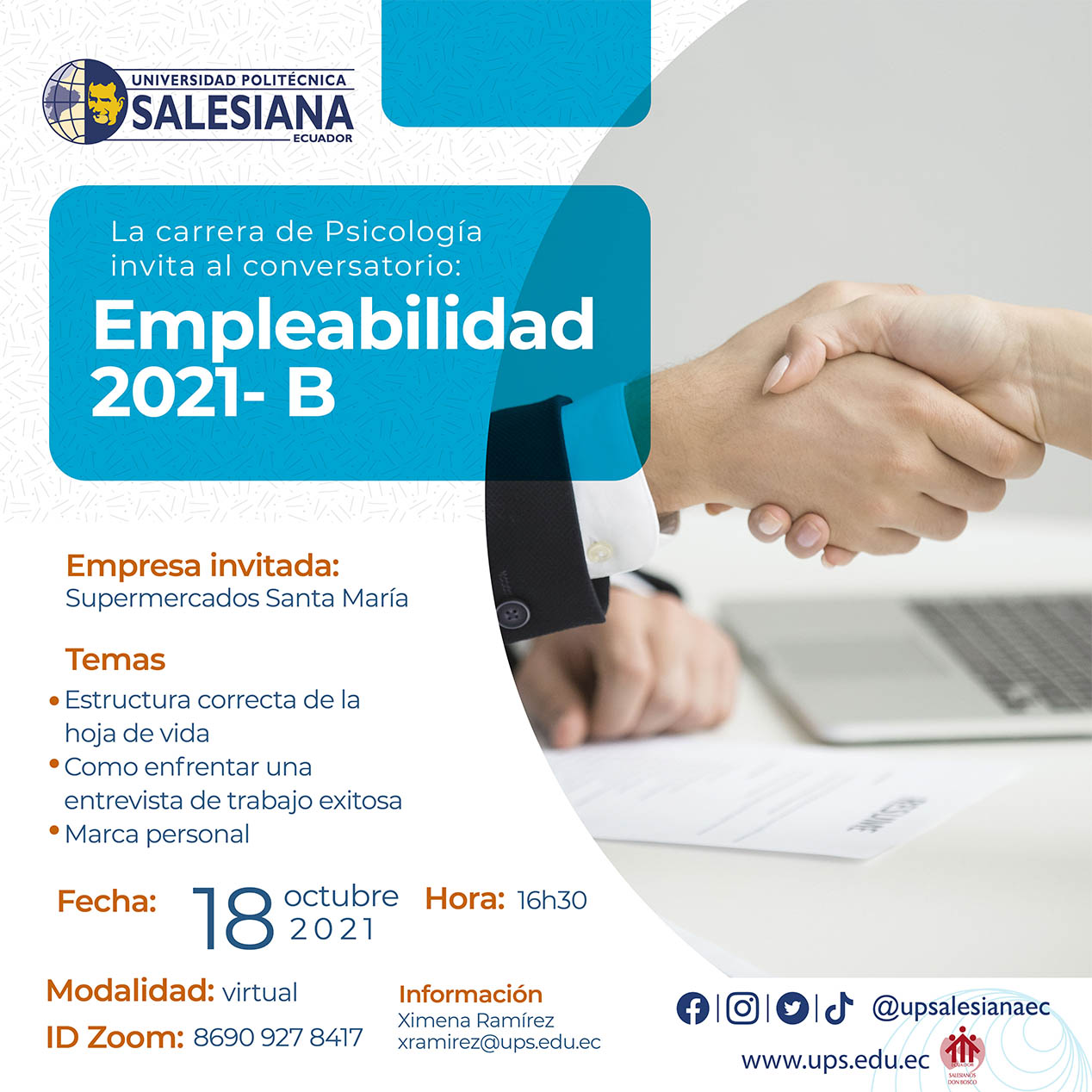 Afiche del Conversatorio: Empleabilidad 2021 - B