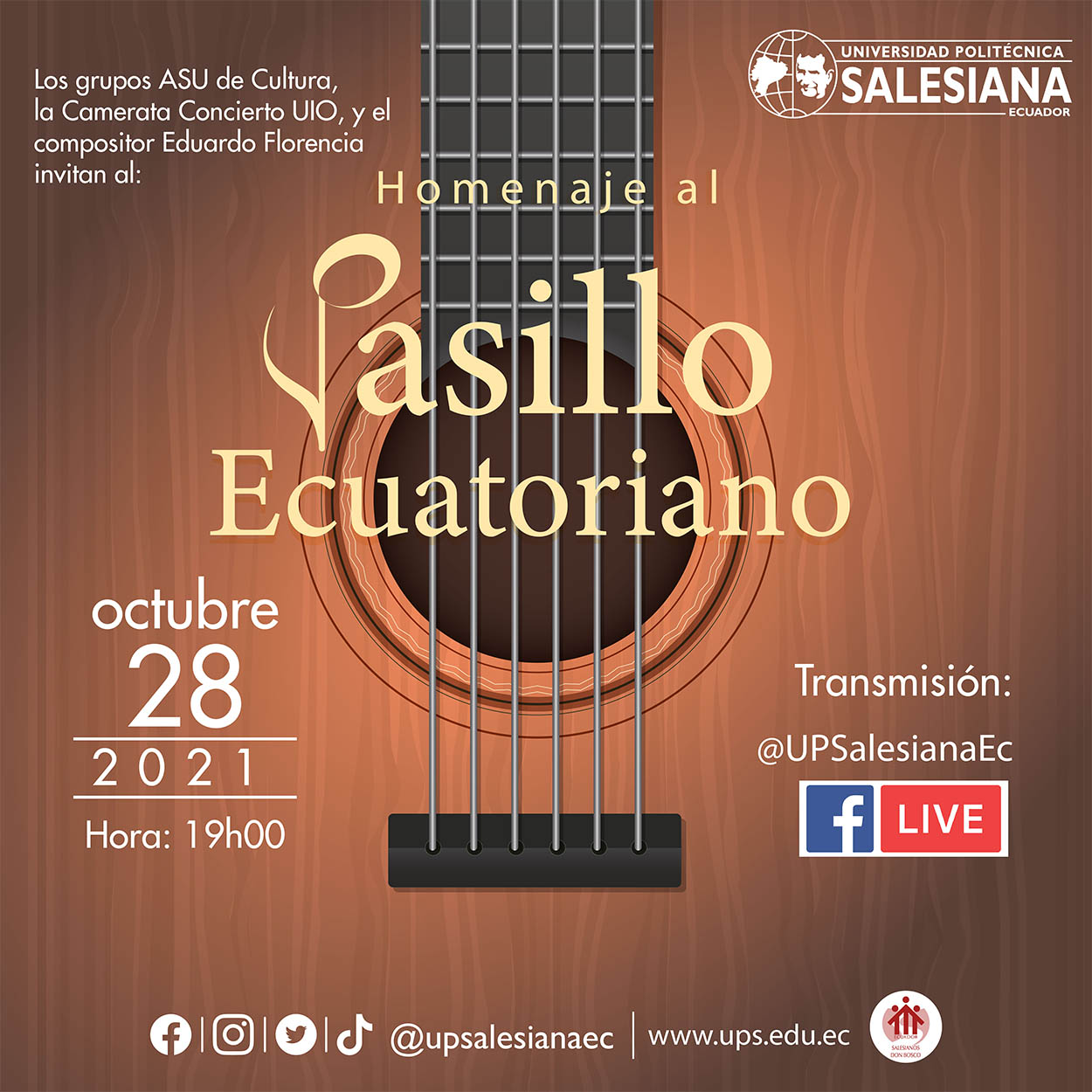 Afiche promocional del Homenaje al Pasillo Ecuatoriano